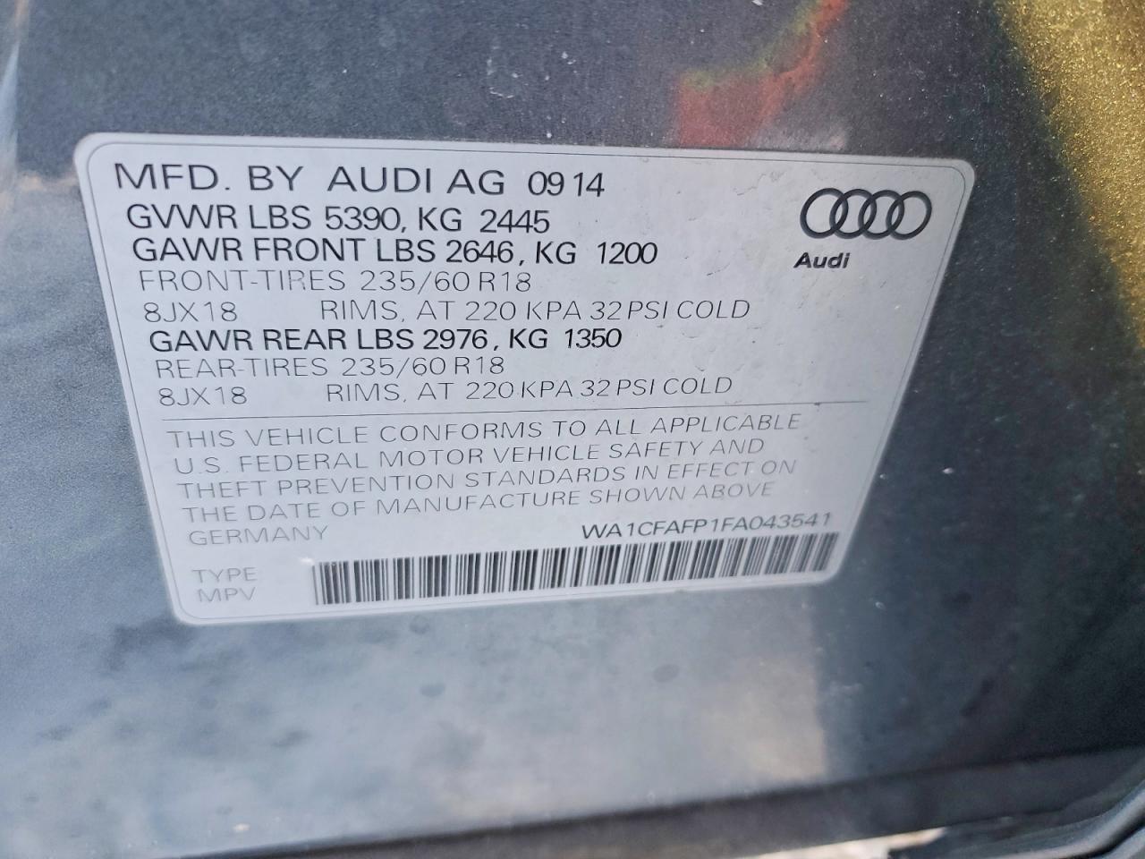 2015 AUDI Q5 PREMIUM photo 13