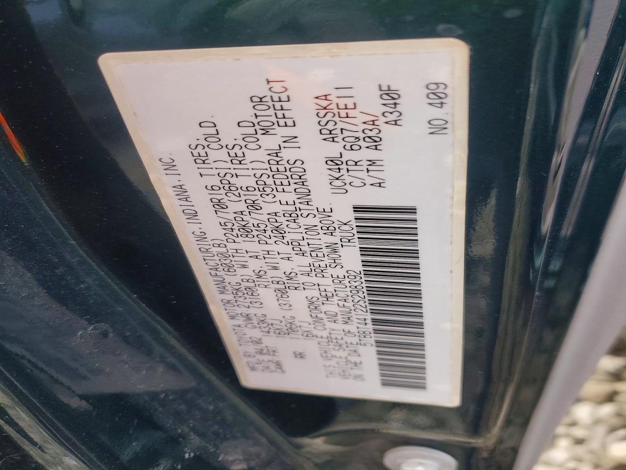 2002 TOYOTA TUNDRA ACCESS CAB photo 12