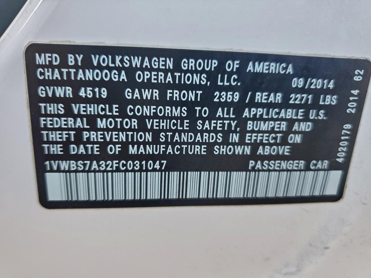 2015 VOLKSWAGEN PASSAT SE photo 12