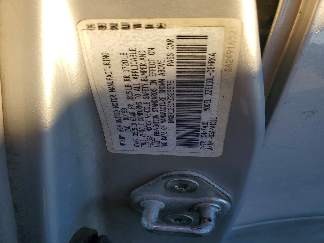 2000 TOYOTA COROLLA VE photo 12