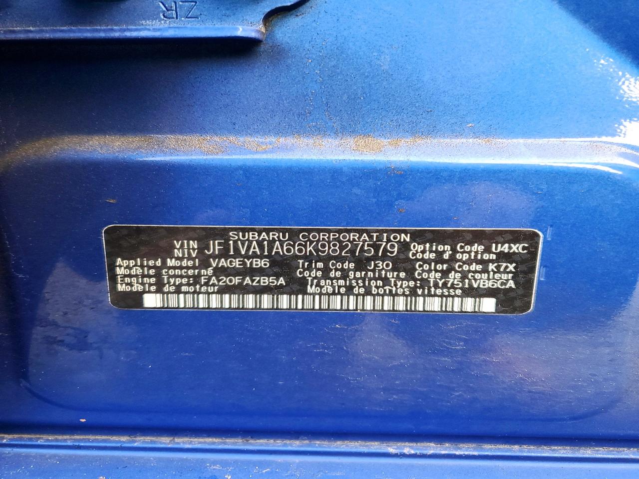 2019 SUBARU WRX photo 12