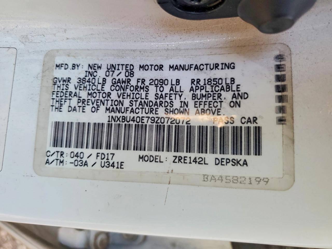 2009 TOYOTA COROLLA BASE photo 12