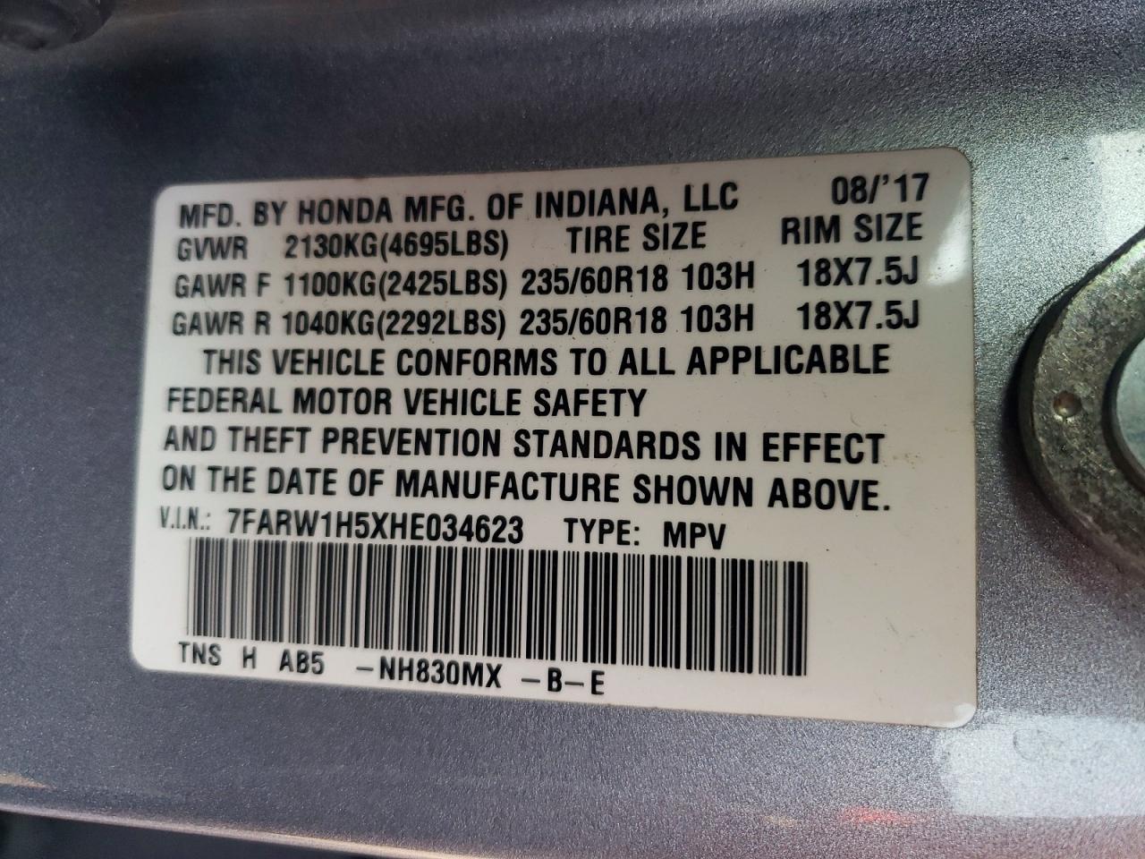 2017 HONDA CR-V EX photo 13