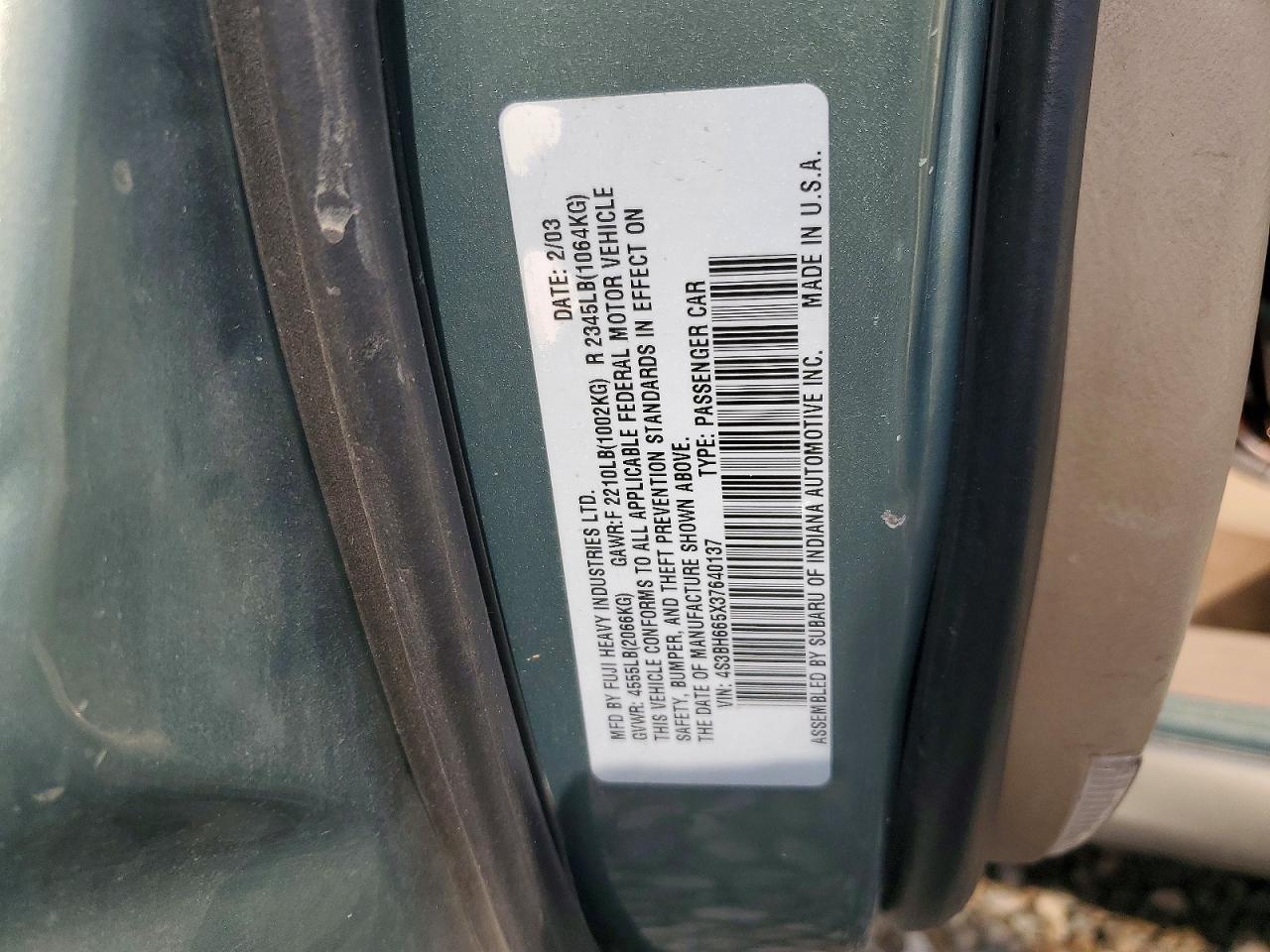 2003 SUBARU LEGACY OUTBACK photo 13