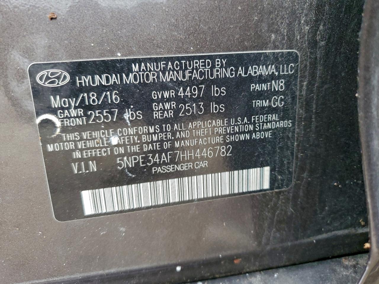 2017 HYUNDAI SONATA SPORT photo 12