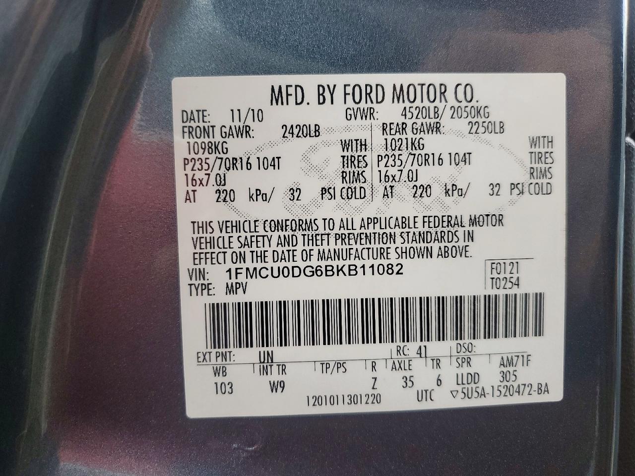 2011 FORD ESCAPE XLT photo 12