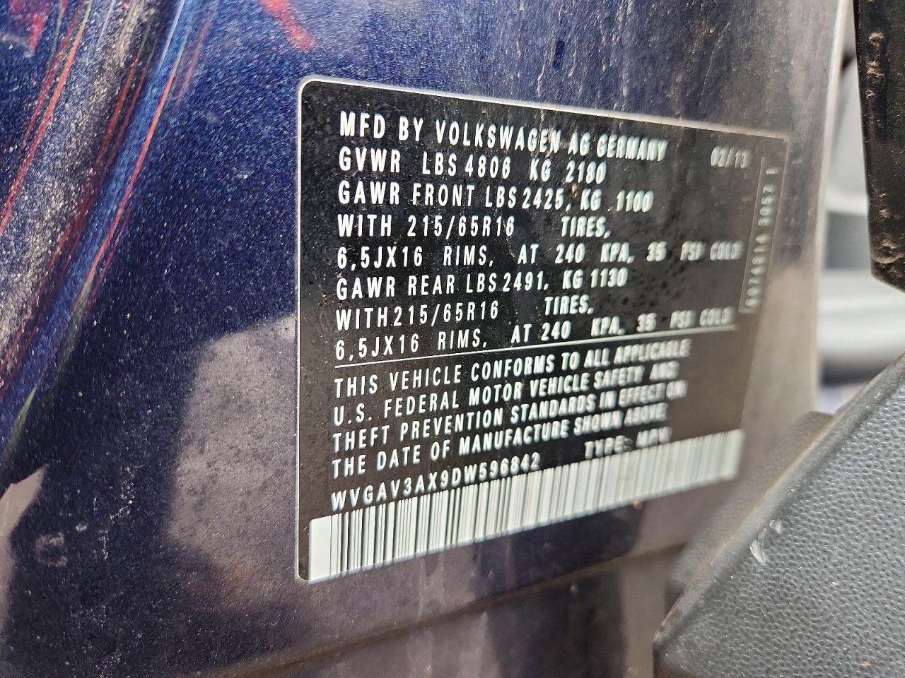 2013 VOLKSWAGEN TIGUAN photo 13