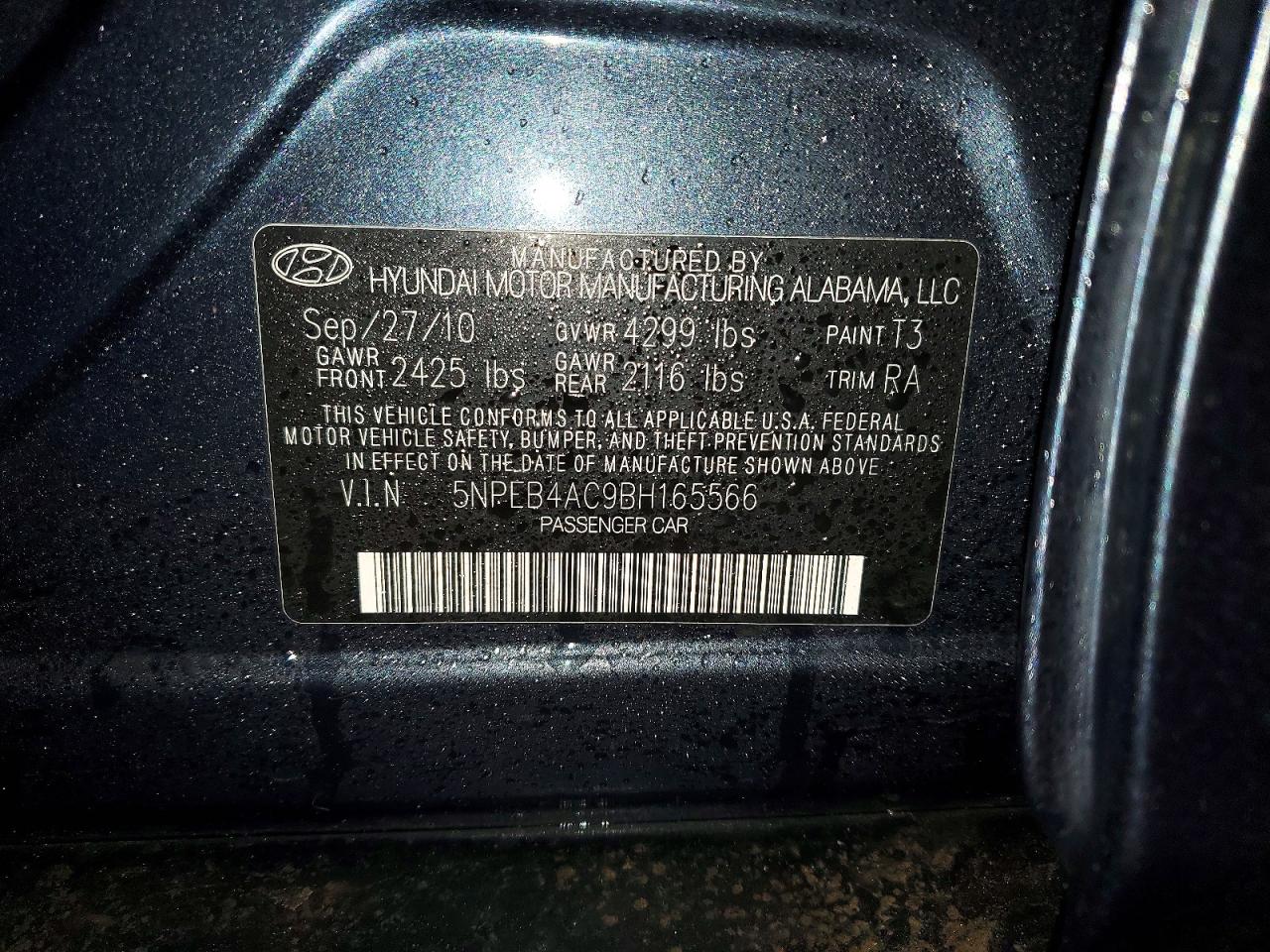 2011 HYUNDAI SONATA GLS photo 12