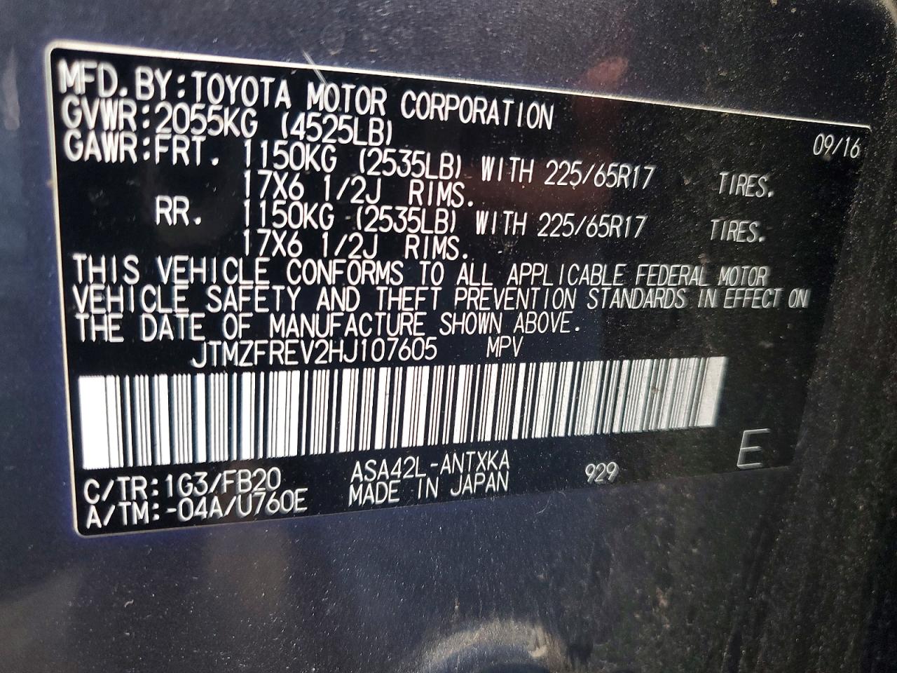 2017 TOYOTA RAV4 LE photo 12