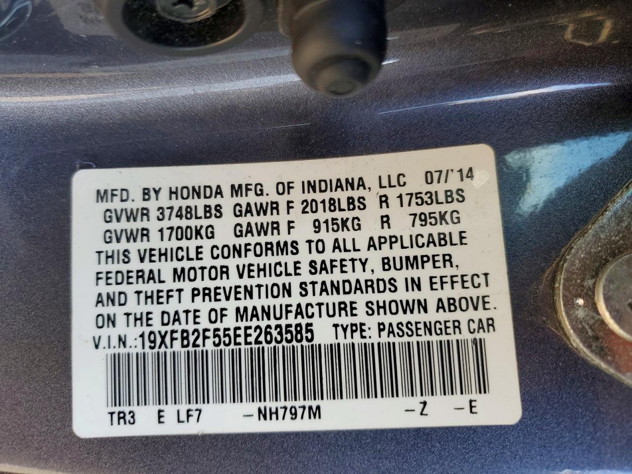 2014 HONDA CIVIC LX photo 13