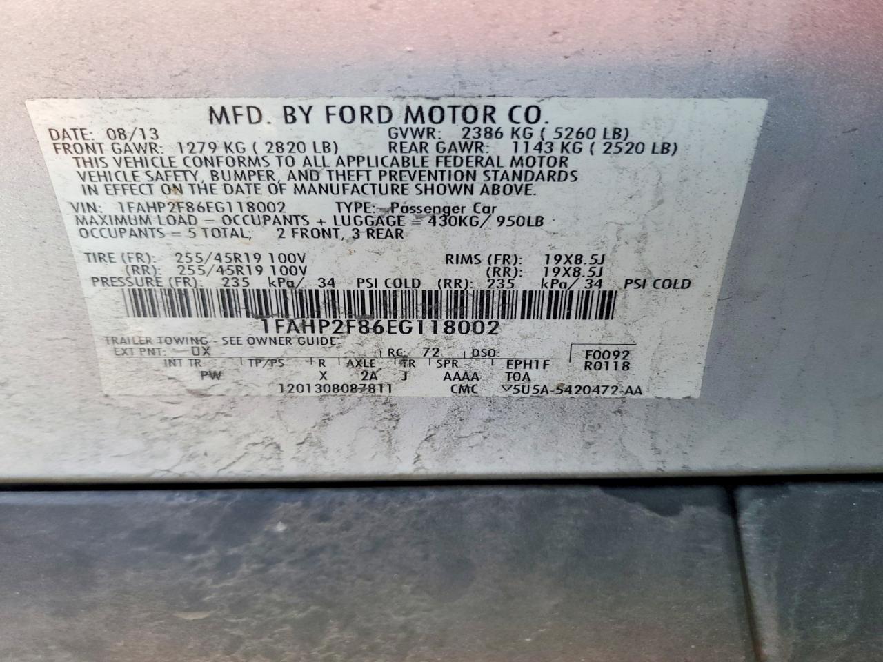 2014 FORD TAURUS LIMITED photo 12