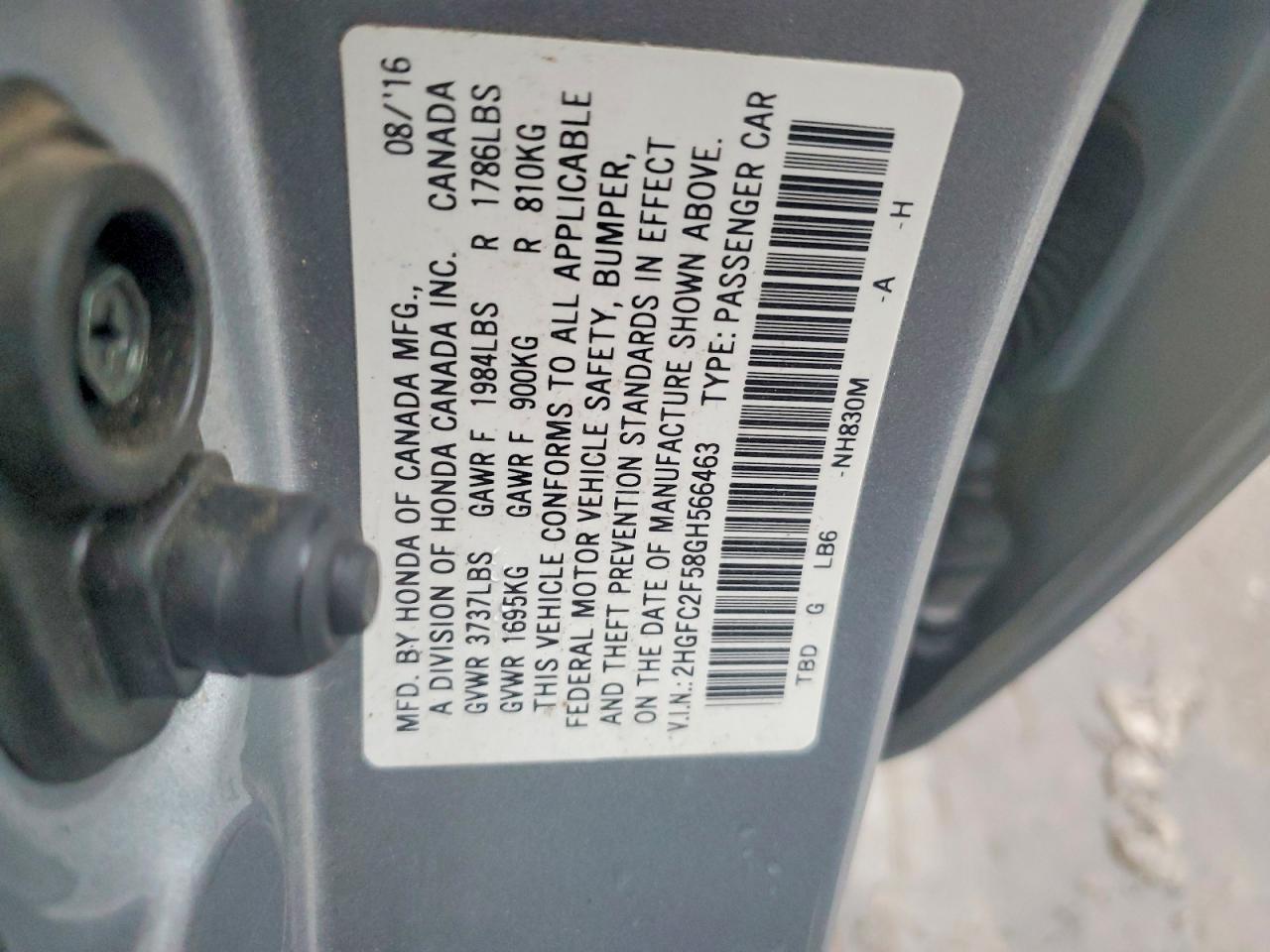 2016 HONDA CIVIC LX photo 12