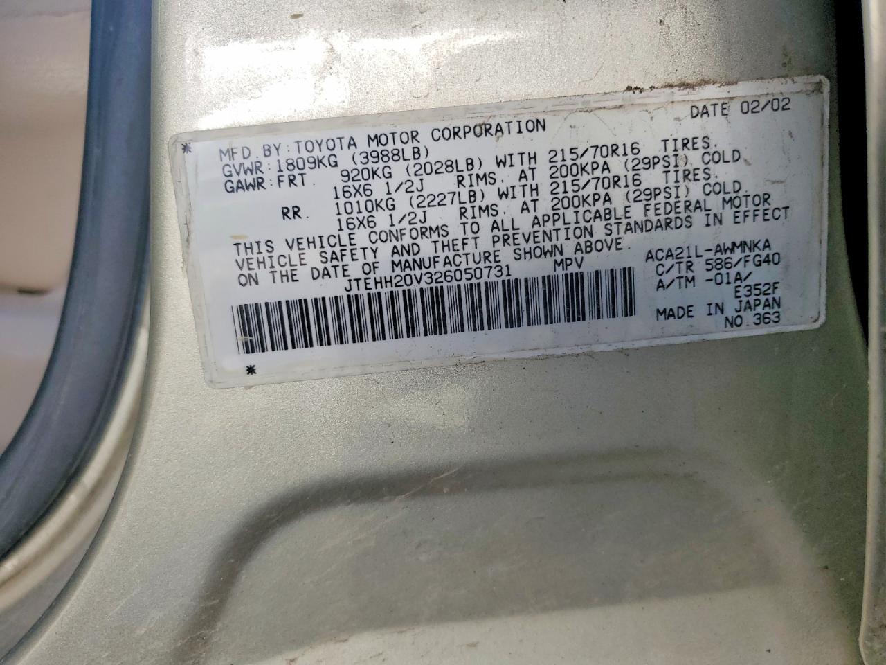 2002 TOYOTA RAV4 BASE photo 13