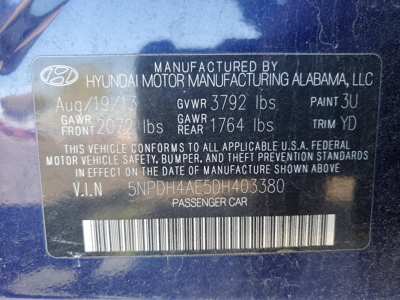 2013 HYUNDAI ELANTRA GLS photo 12