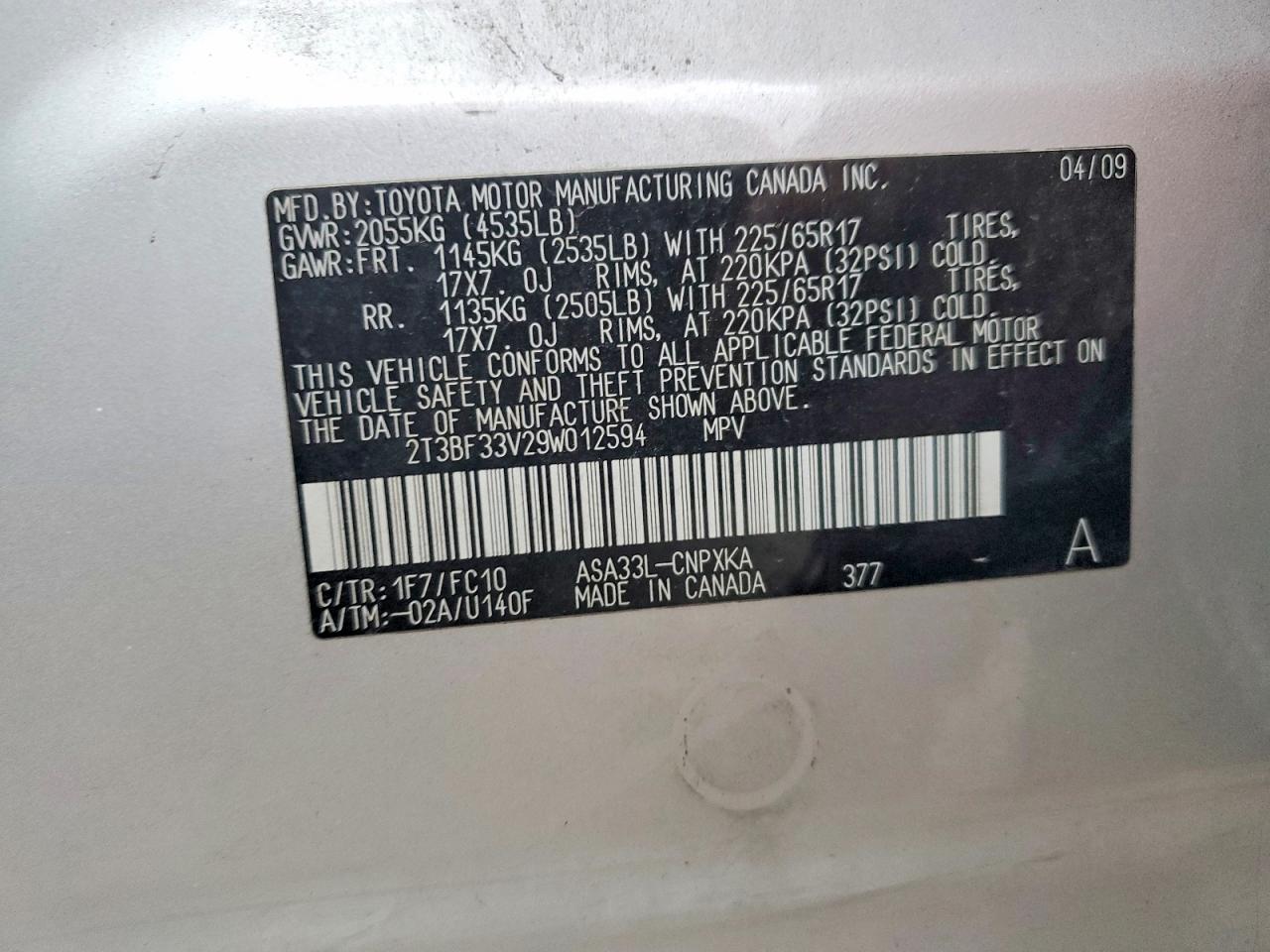 2009 TOYOTA RAV4 photo 12