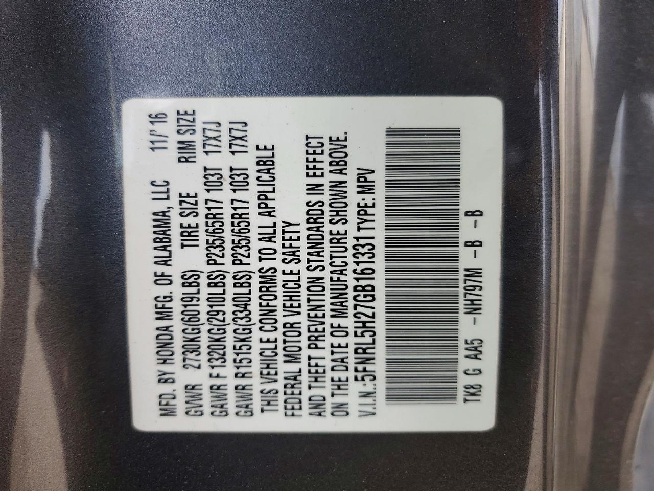 2016 HONDA ODYSSEY LX photo 13