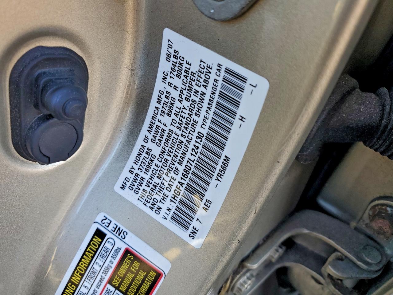 2007 HONDA CIVIC EX photo 12