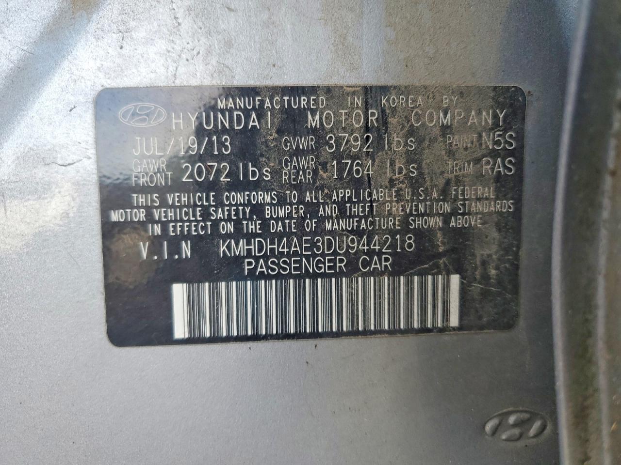 2013 HYUNDAI ELANTRA GLS photo 12