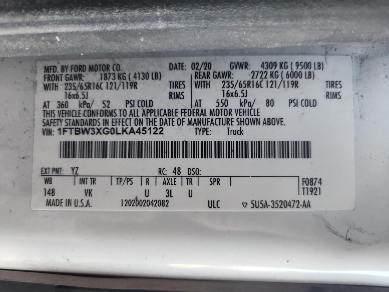 2020 FORD TRANSIT T-350 photo 13