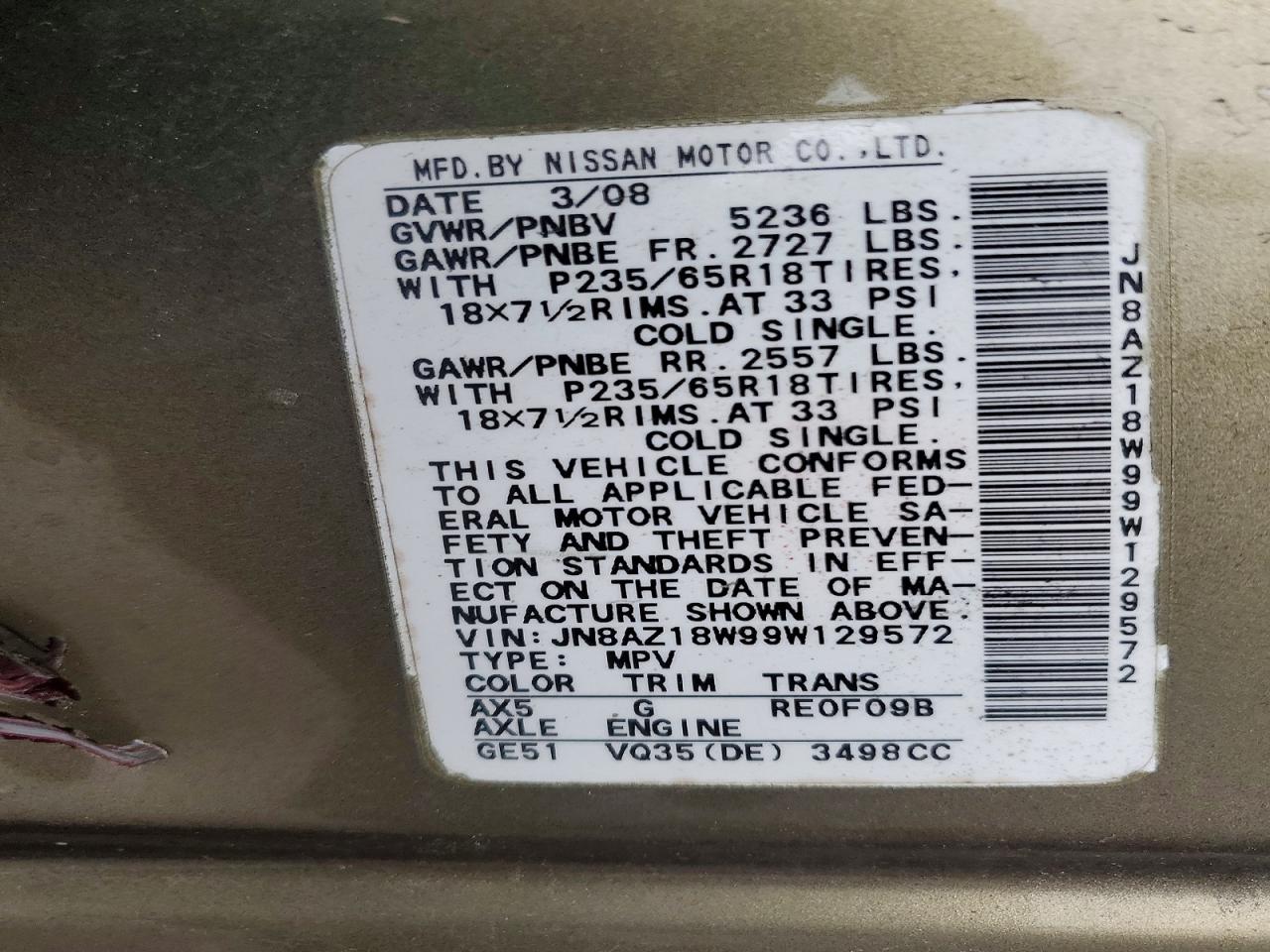 2009 NISSAN MURANO S photo 13