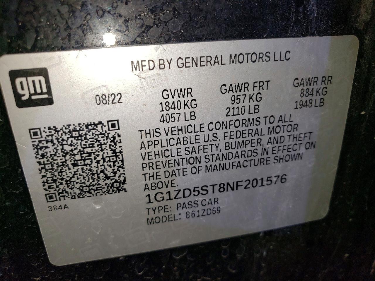 2022 CHEVROLET MALIBU LT photo 12