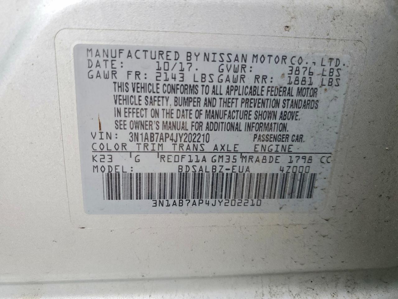 2018 NISSAN SENTRA S photo 12