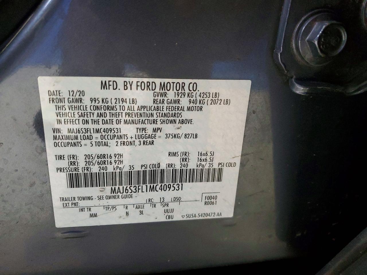 2021 FORD ECOSPORT S photo 13