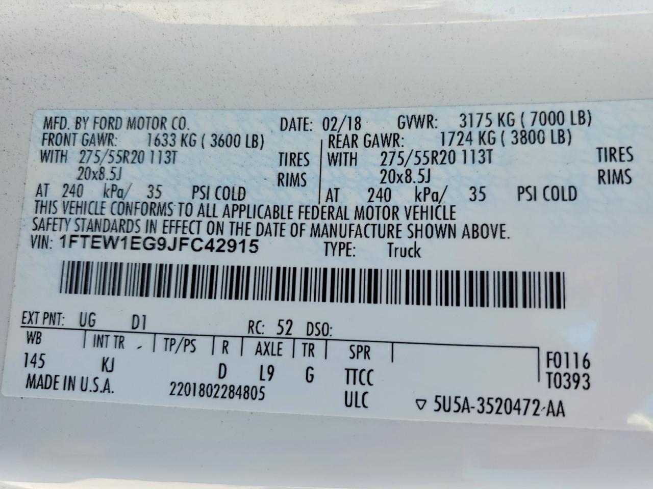 2018 FORD F150 SUPERCREW photo 13