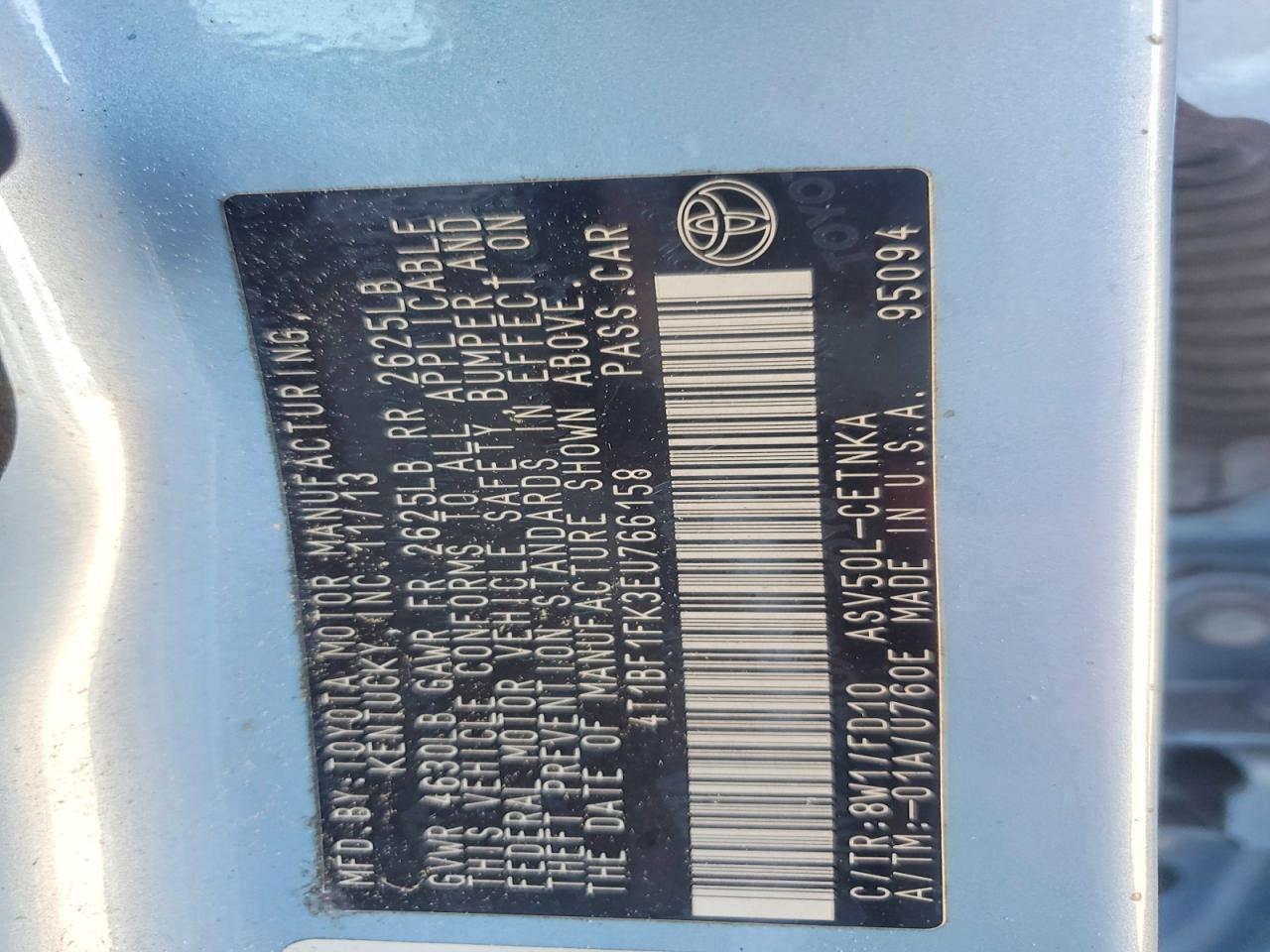 2014 TOYOTA CAMRY L photo 12