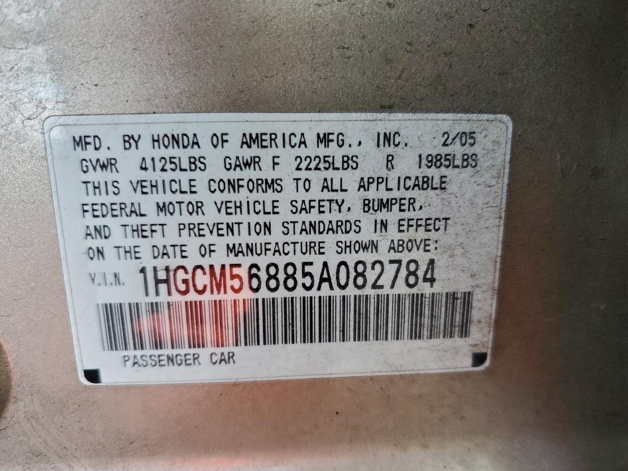 2005 HONDA ACCORD EX photo 12