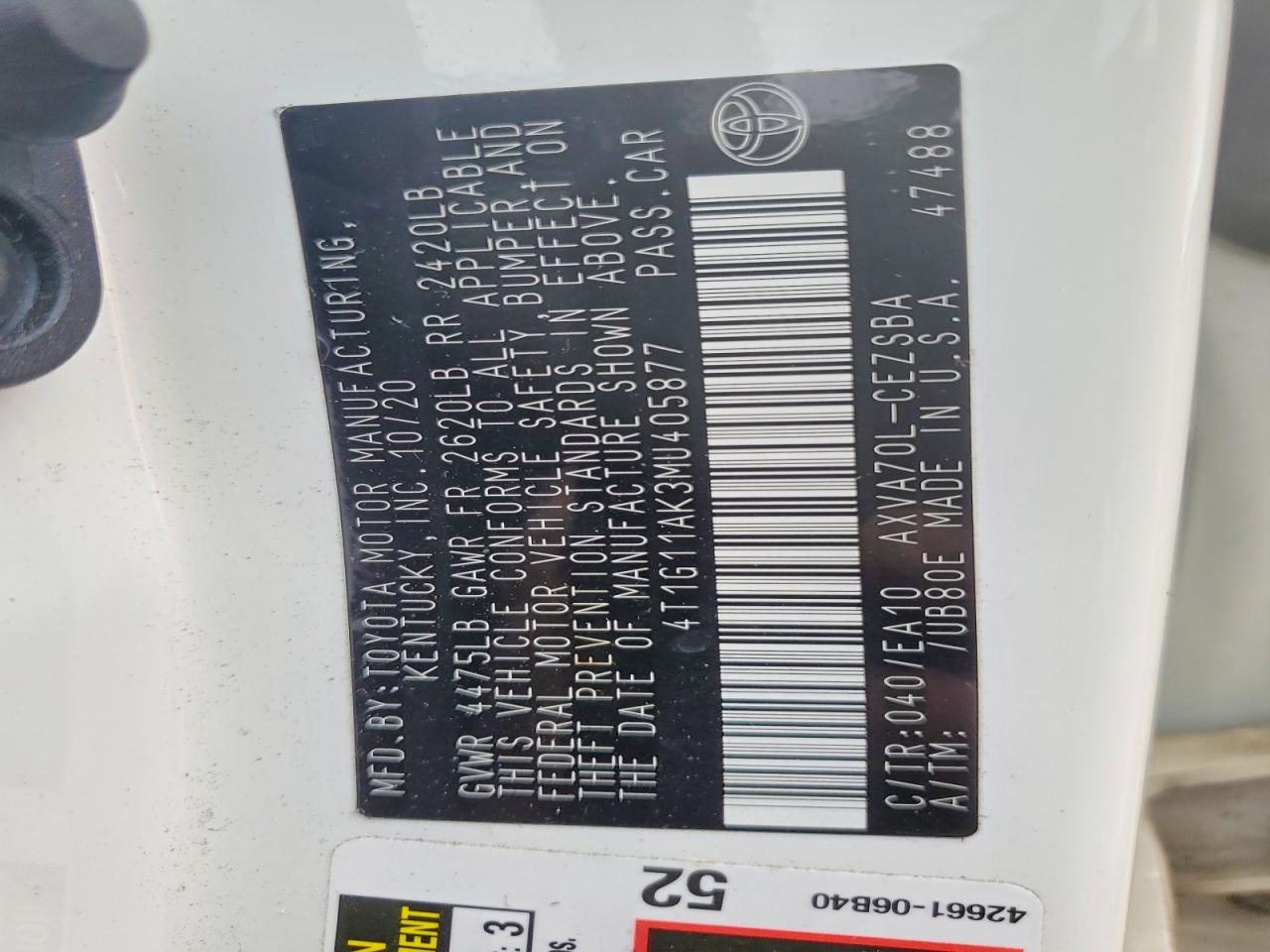 2021 TOYOTA CAMRY SE photo 12