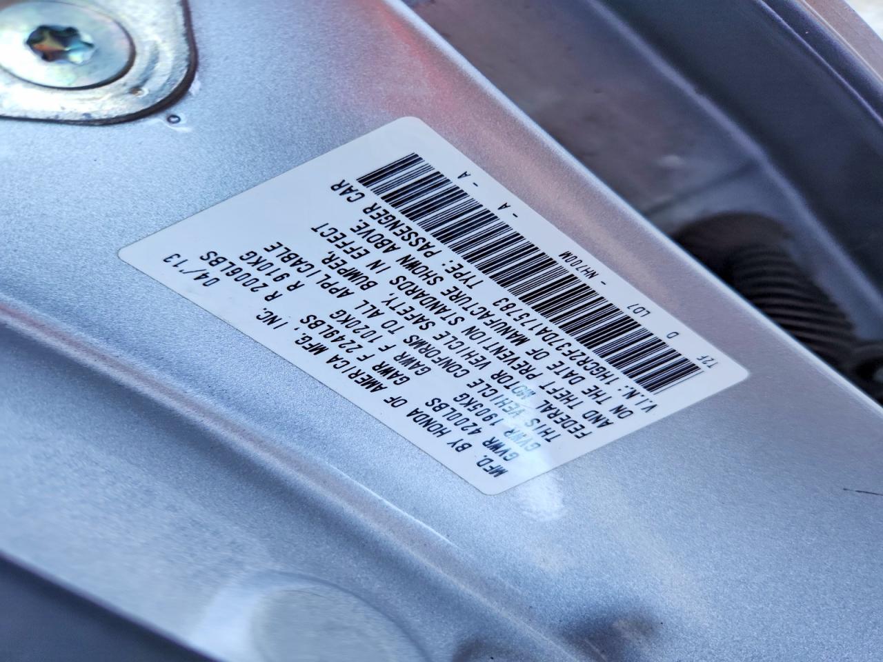 2013 HONDA ACCORD LX photo 12
