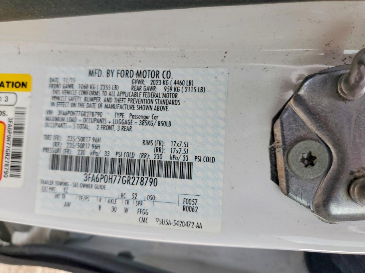 2016 FORD FUSION SE photo 23