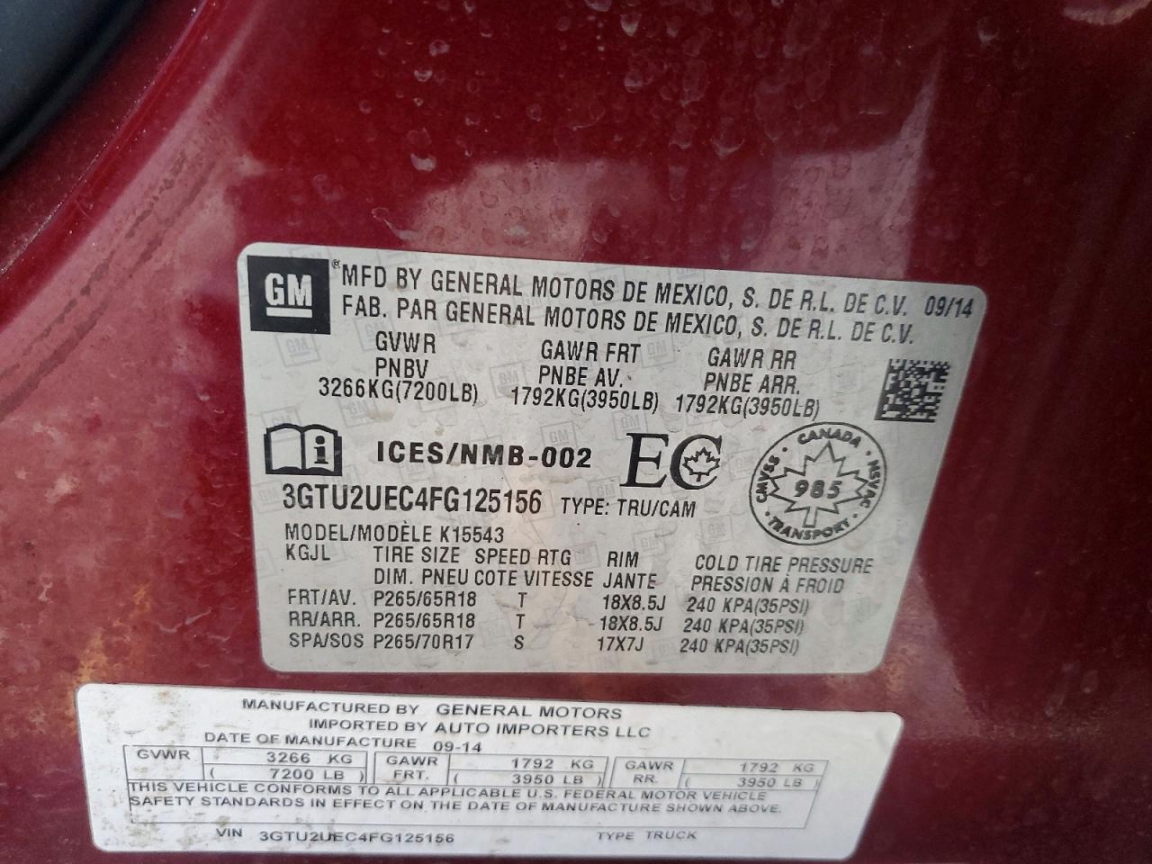 2015 GMC SIERRA K1500 SLE photo 12