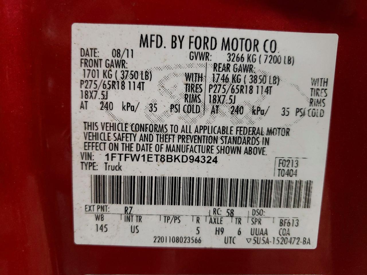 2011 FORD F150 SUPERCREW photo 12
