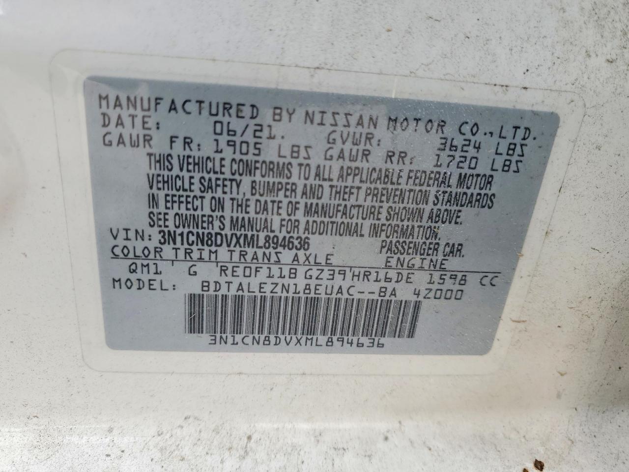 2021 NISSAN VERSA S photo 12