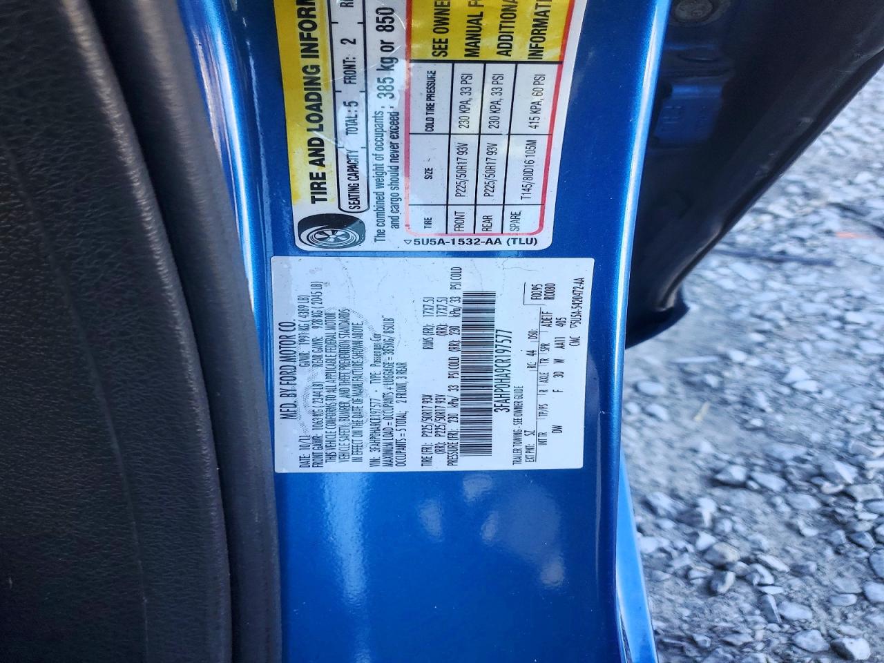 2012 FORD FUSION SE photo 12