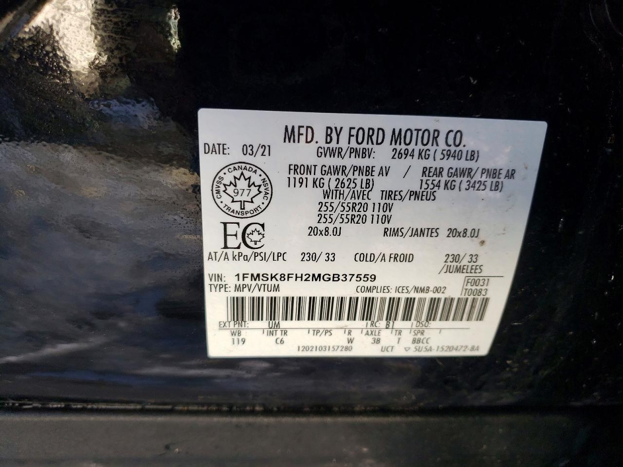 2021 FORD EXPLORER LIMITED photo 13