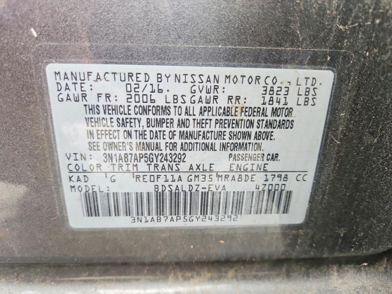 2016 NISSAN SENTRA S photo 12