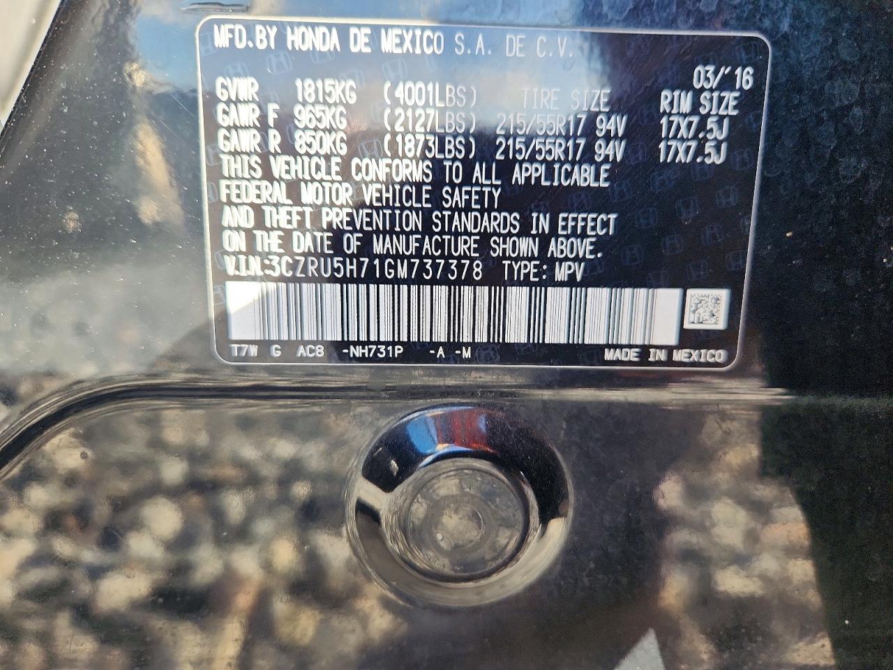 2016 HONDA HR-V EXL photo 14