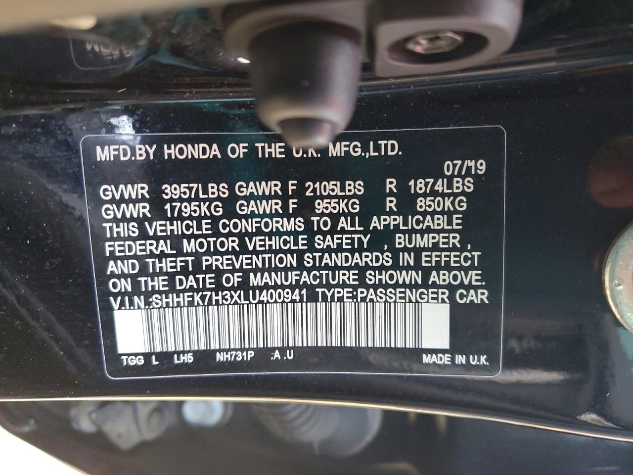 2020 HONDA CIVIC LX photo 12