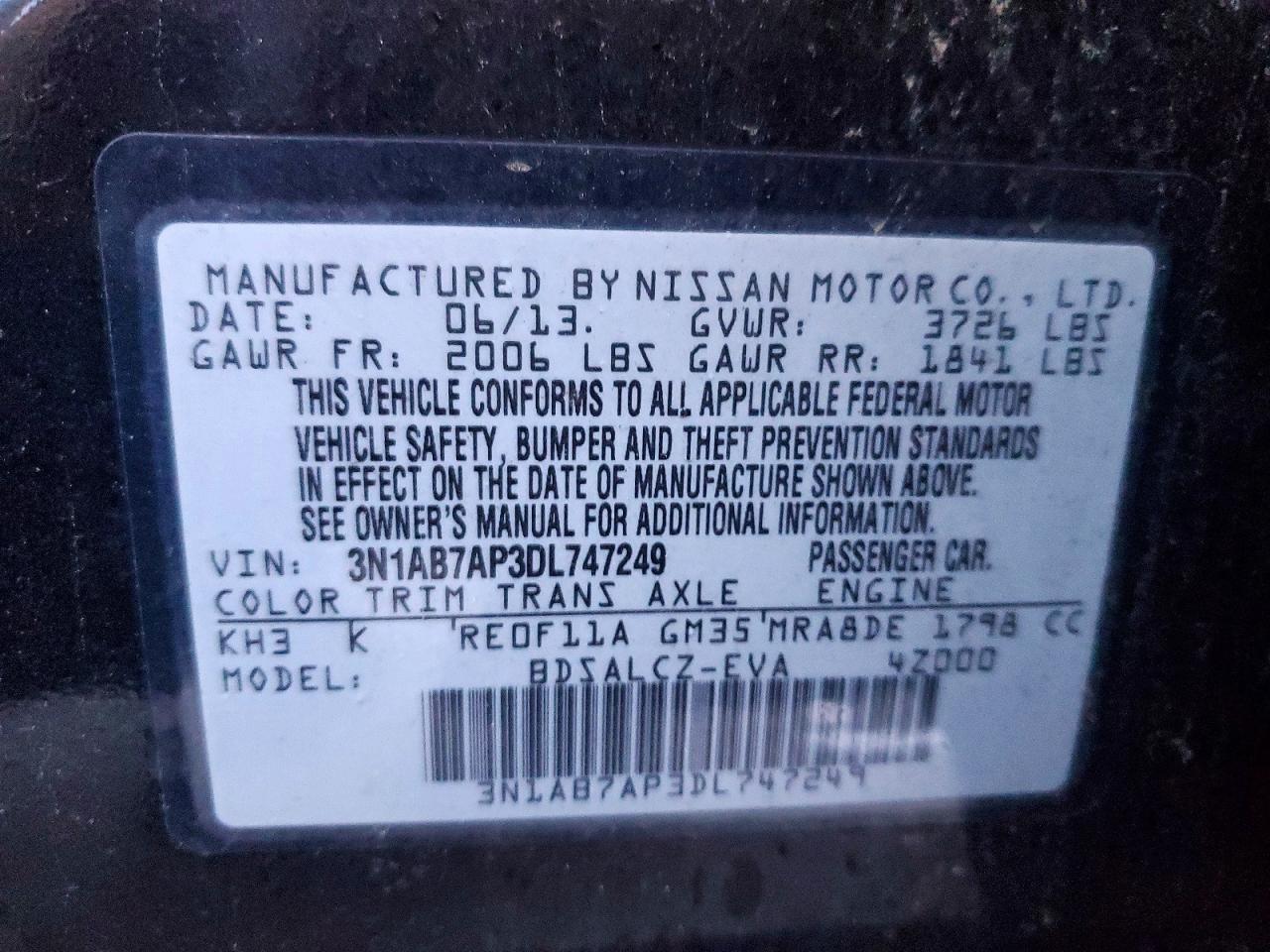2013 NISSAN SENTRA S photo 13