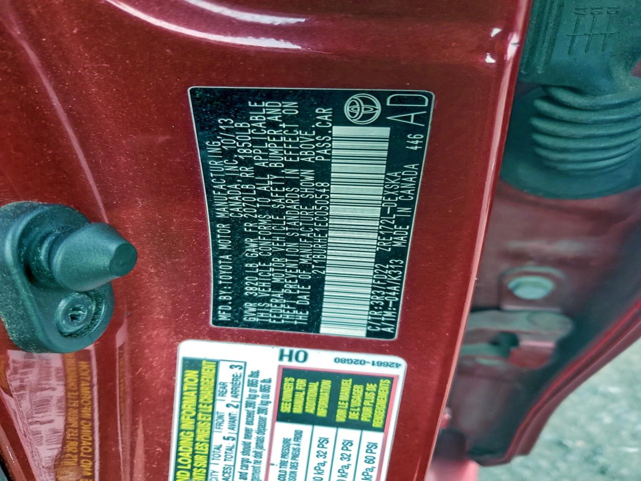 2014 TOYOTA COROLLA L photo 13