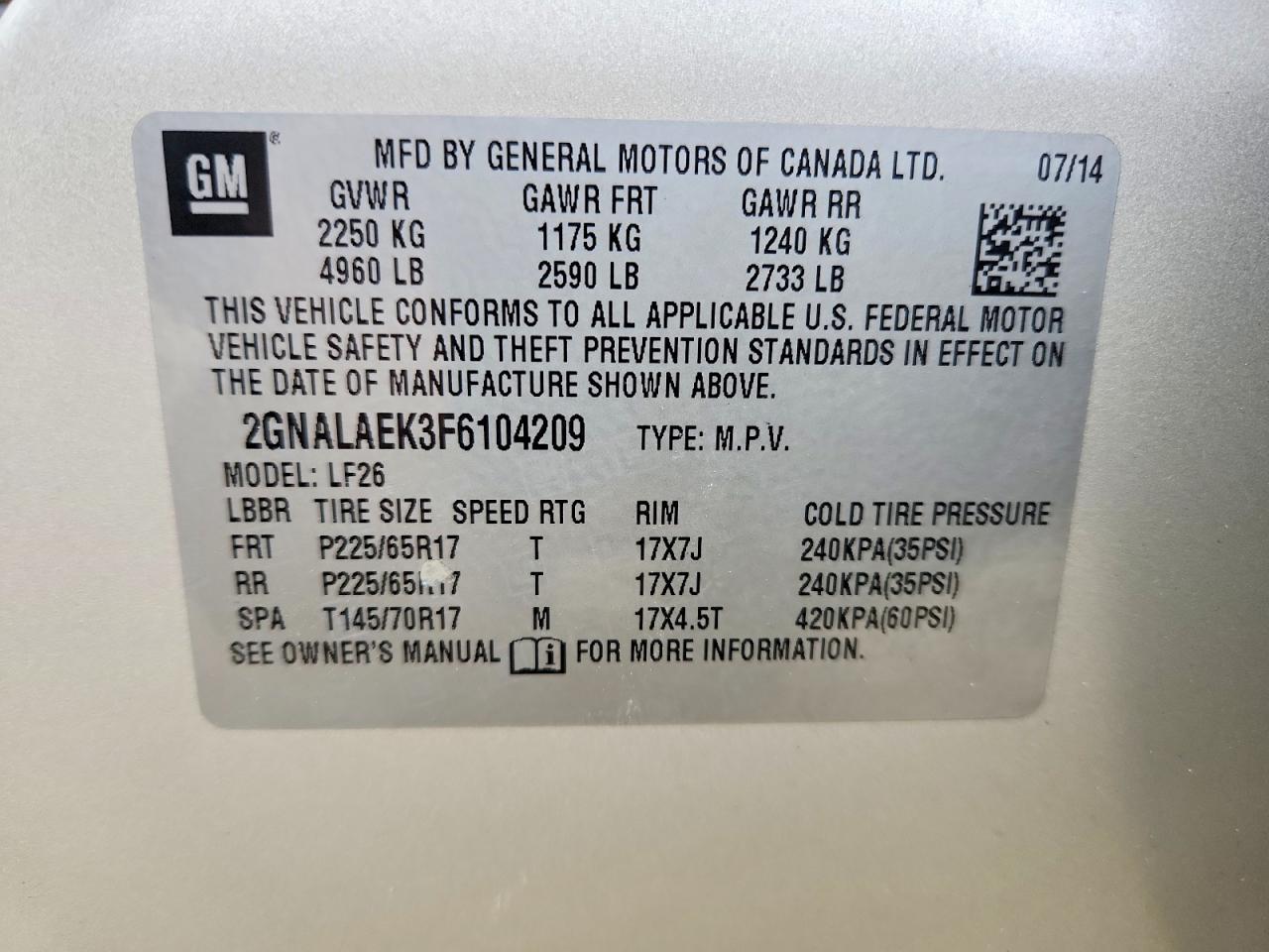 2015 CHEVROLET EQUINOX LS photo 13