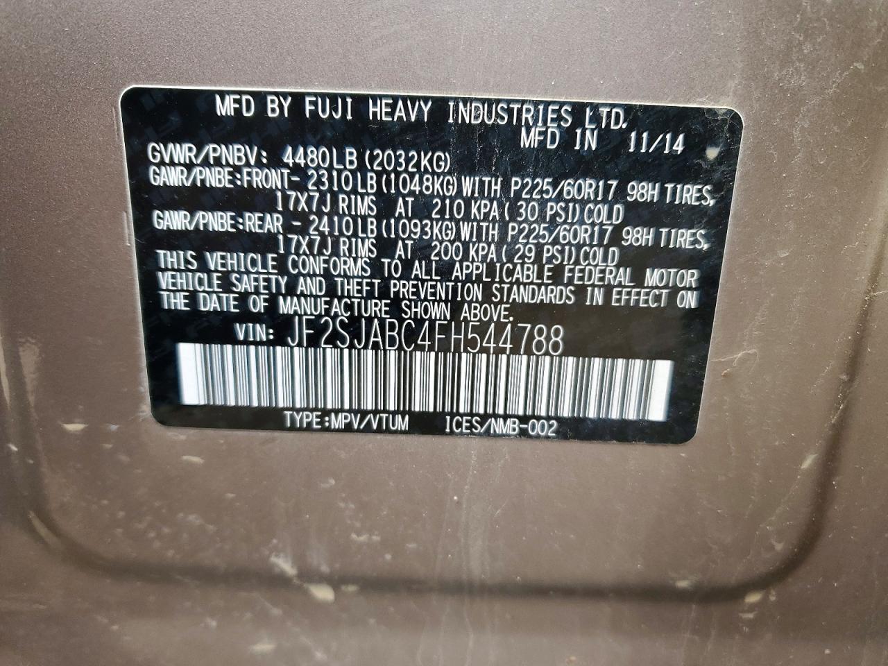 2015 SUBARU FORESTER 2.5I photo 13