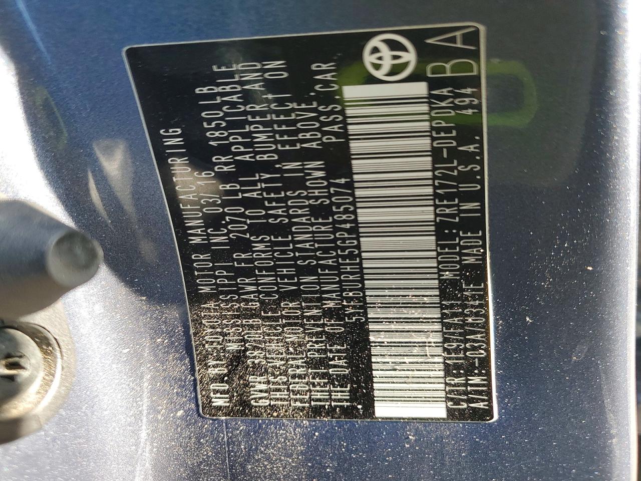 2016 TOYOTA COROLLA L photo 12