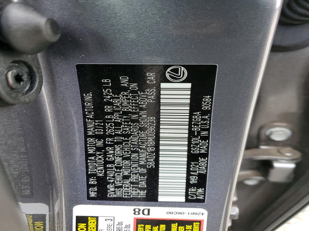 2021 LEXUS ES 350 BASE photo 12