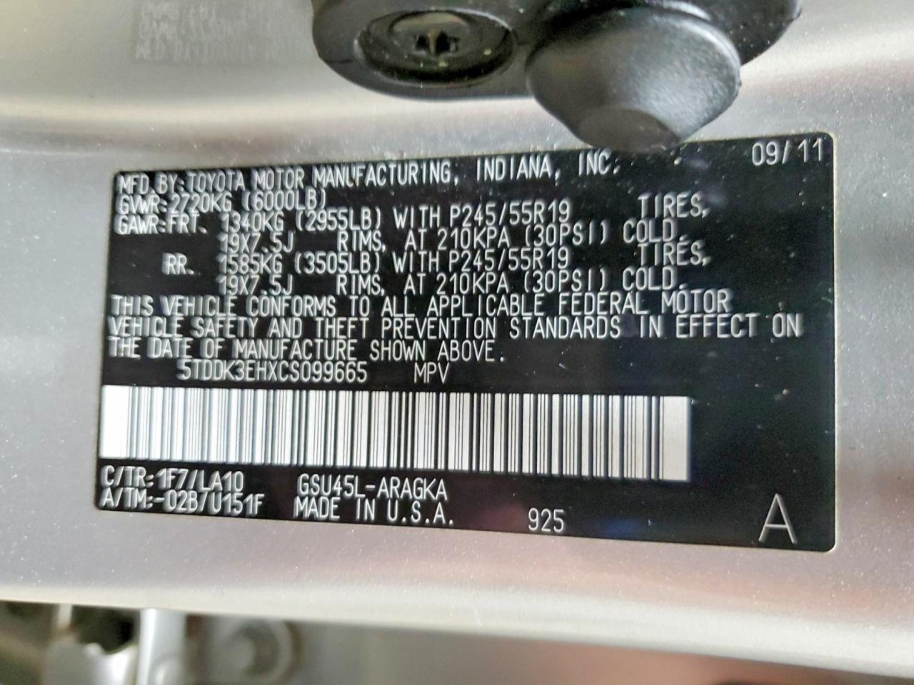 2012 TOYOTA HIGHLANDER LIMITED photo 13