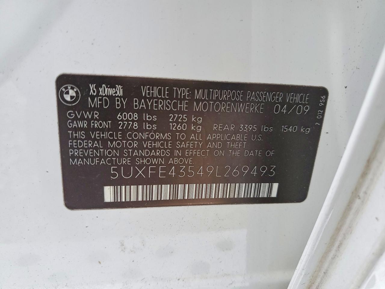 2009 BMW X5 XDRIVE30I photo 13