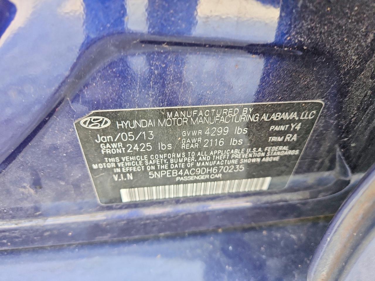 2013 HYUNDAI SONATA GLS photo 12